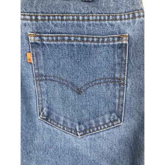 Vintage Levi Strauss Mens 70s 34x28 Blue Denim Jeans Cut Off Capri Orange Tab - Picture 5 of 7